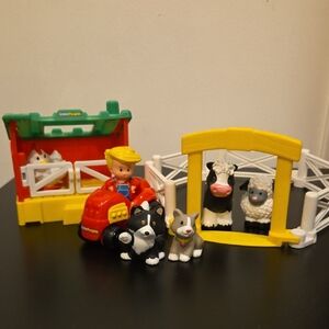 Little People Farm Playset - Pen Fence Tractor Farmer Dog Cat Cow Sheep Chicken